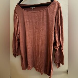Max Studio Brown Relaxed Tie Front Blouse